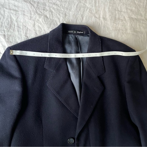 Vintage Berwin Navy Long Wool/Cashmere Overcoat - Picture 4 of 10
